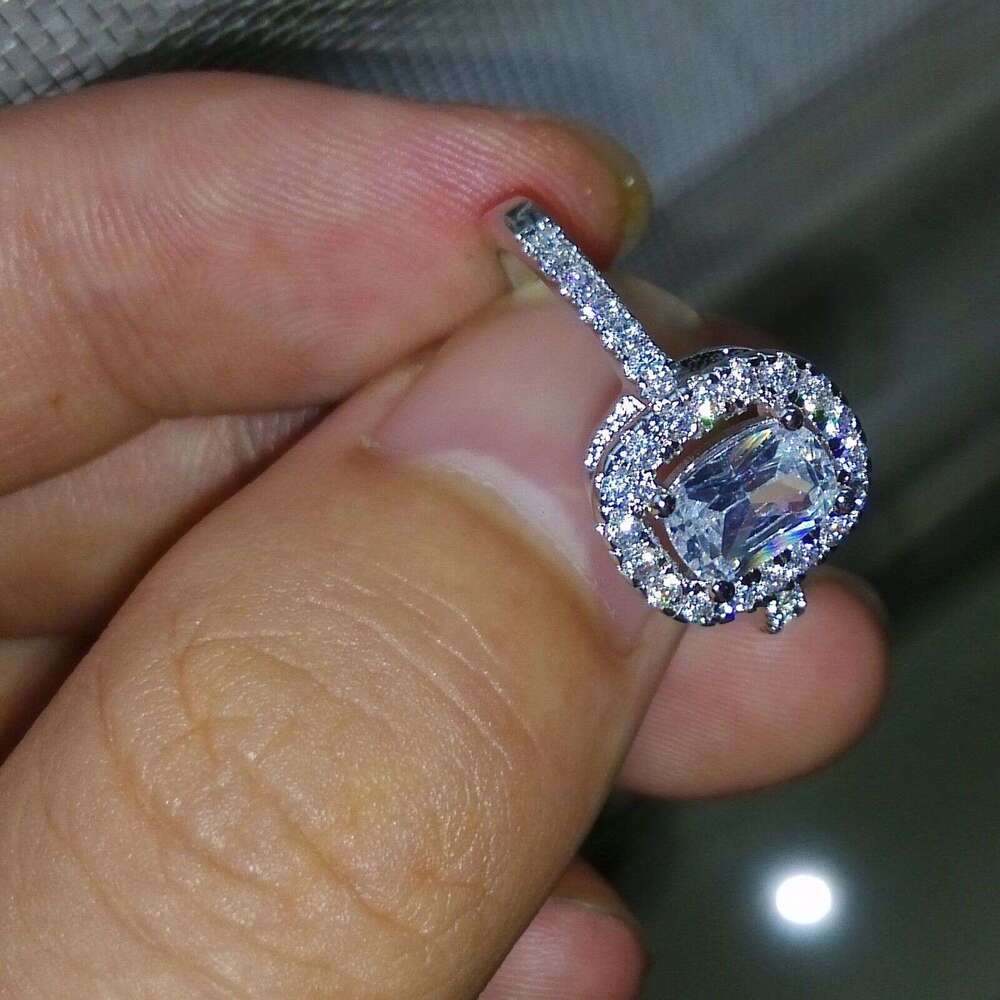 Princess Cut Topaz Diamonique White Gold Filled Wedding Ring 2CT, 5-10 | Love Gift 52a7