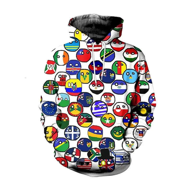 2024 Fashion Autumn/Winter New International Small Ball 3D Digital Printed Men's and Women's Casual Hoodie