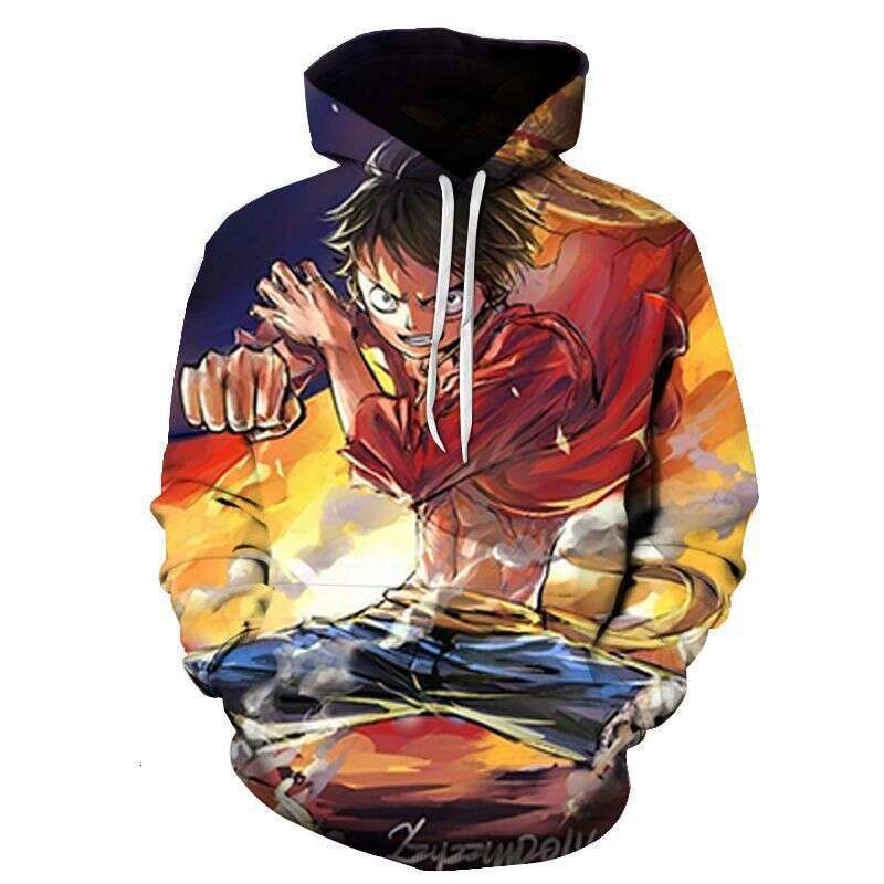 Men's clothing, popular anime One Piece character, street 3D digital printed men's hooded sweatshirt