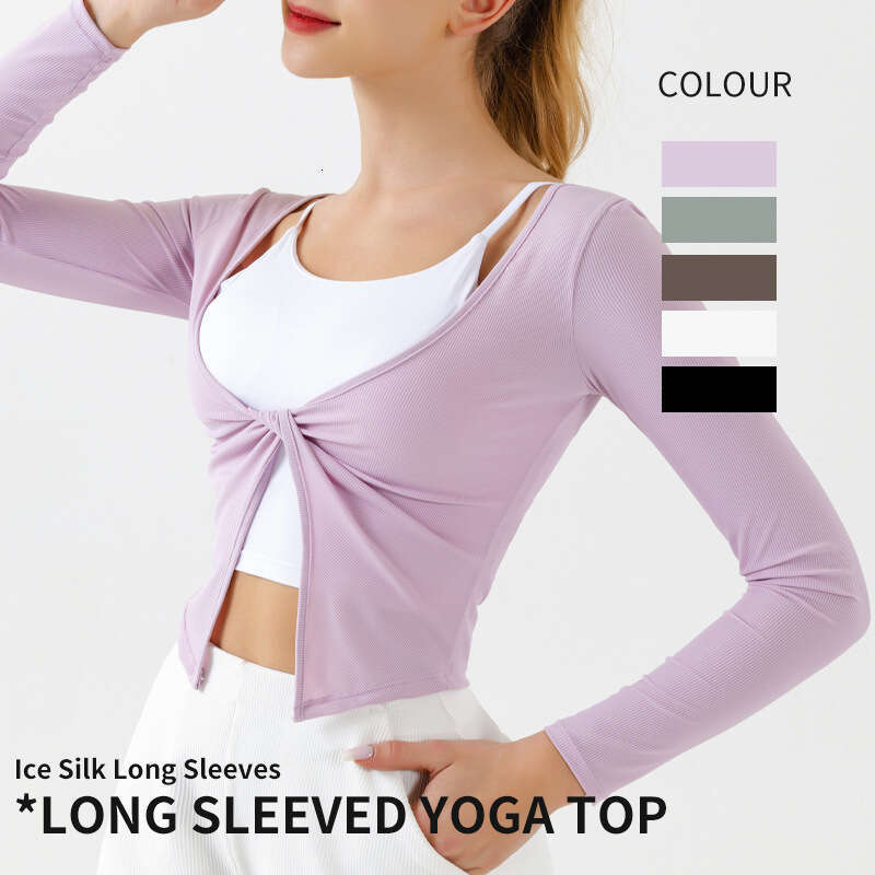 2024 new yoga long sleeved women's V-neck twisted easy to put on take off sports jacket, Baita slimming and meat blocking fiess top