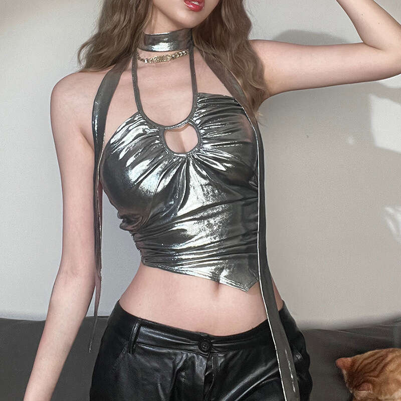 Wind 2023 Spring/Summer New Women's Solid Color Hanging Neck Fashion Sexy Bareback Slimming Small Tank Top