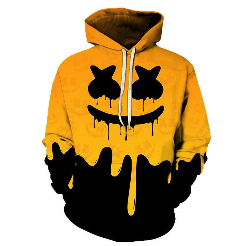 2024 Autumn/Winter 3D Digital Printed Pumpkin Halloween Series Men's Hoodie
