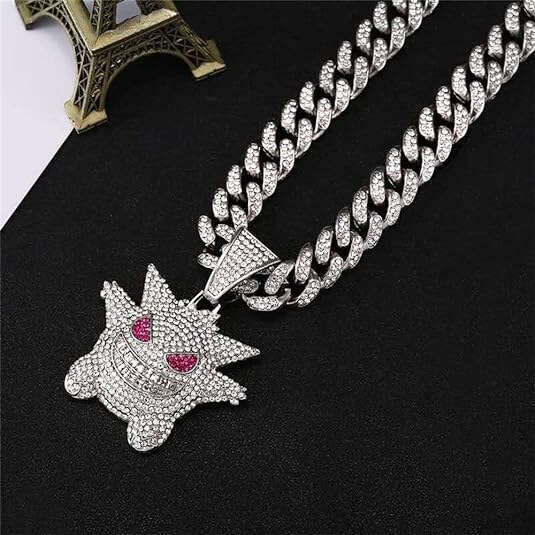 Hip hop Cuban chain pendant, thickening necklace, men's American hip-hop rap rapper, full dia hook and loop