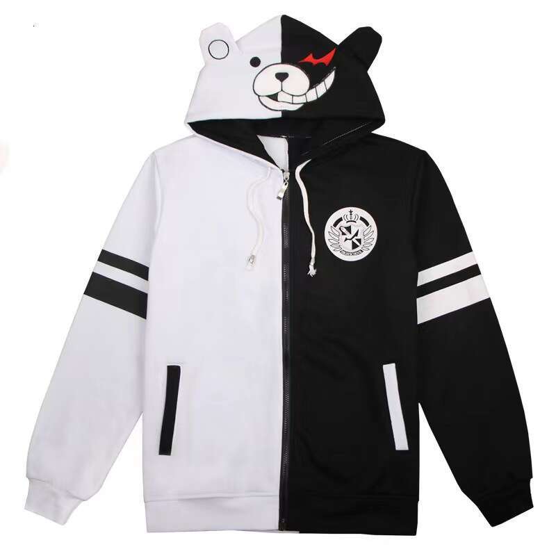 2024 Autumn/Winter New Men's Women's Trendy Bullet Theory Breaking Black and White Bear 3D Digital Printing Hoodie Coat