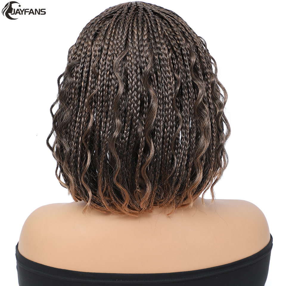 12 Inch Short Bob Braided For Women Boho Box Braids Crochet Hair Ombre Brown T 30 27 Bug 4 Colors Synthetic Wigs