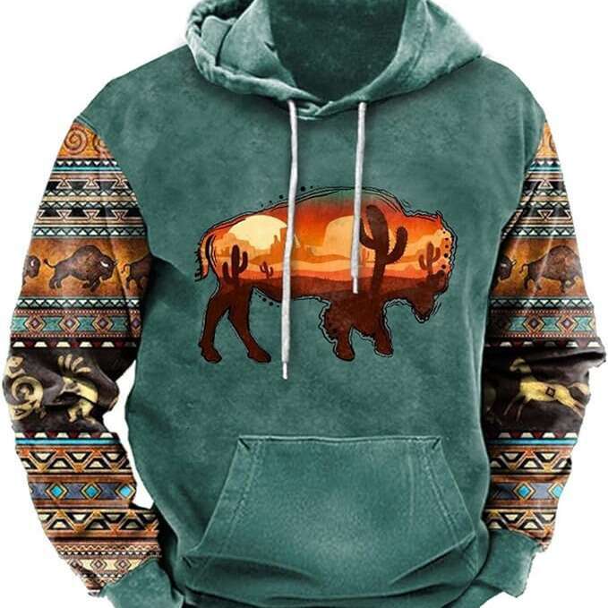 Autumn and winter printed men, popular 3D hooded sweatshirt with pockets for casual wear