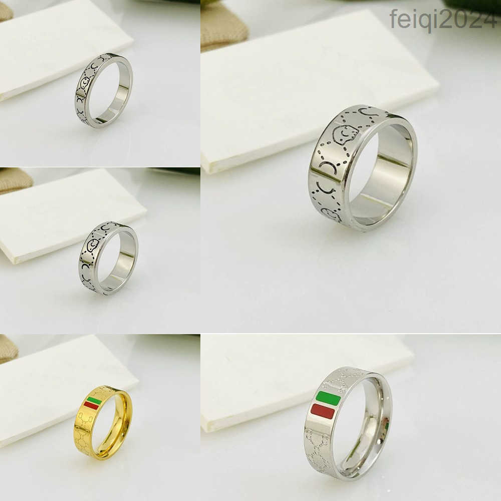 Luxury Love G Ring Luxury Heart Band Rings for Women Mens Jewelry Fashion Unisex Gold Silver Rose Colors Stainless Steel Lady Party with Green box Size 5-12