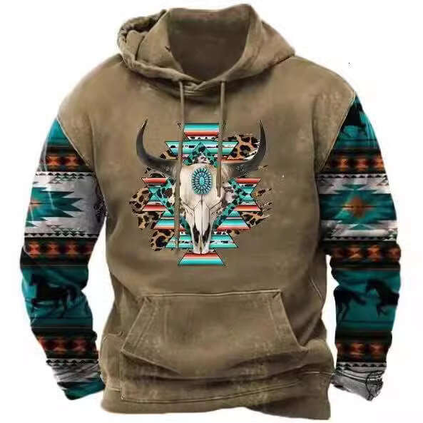 Autumn and winter printed men, popular 3D hooded sweatshirt with pockets for casual wear