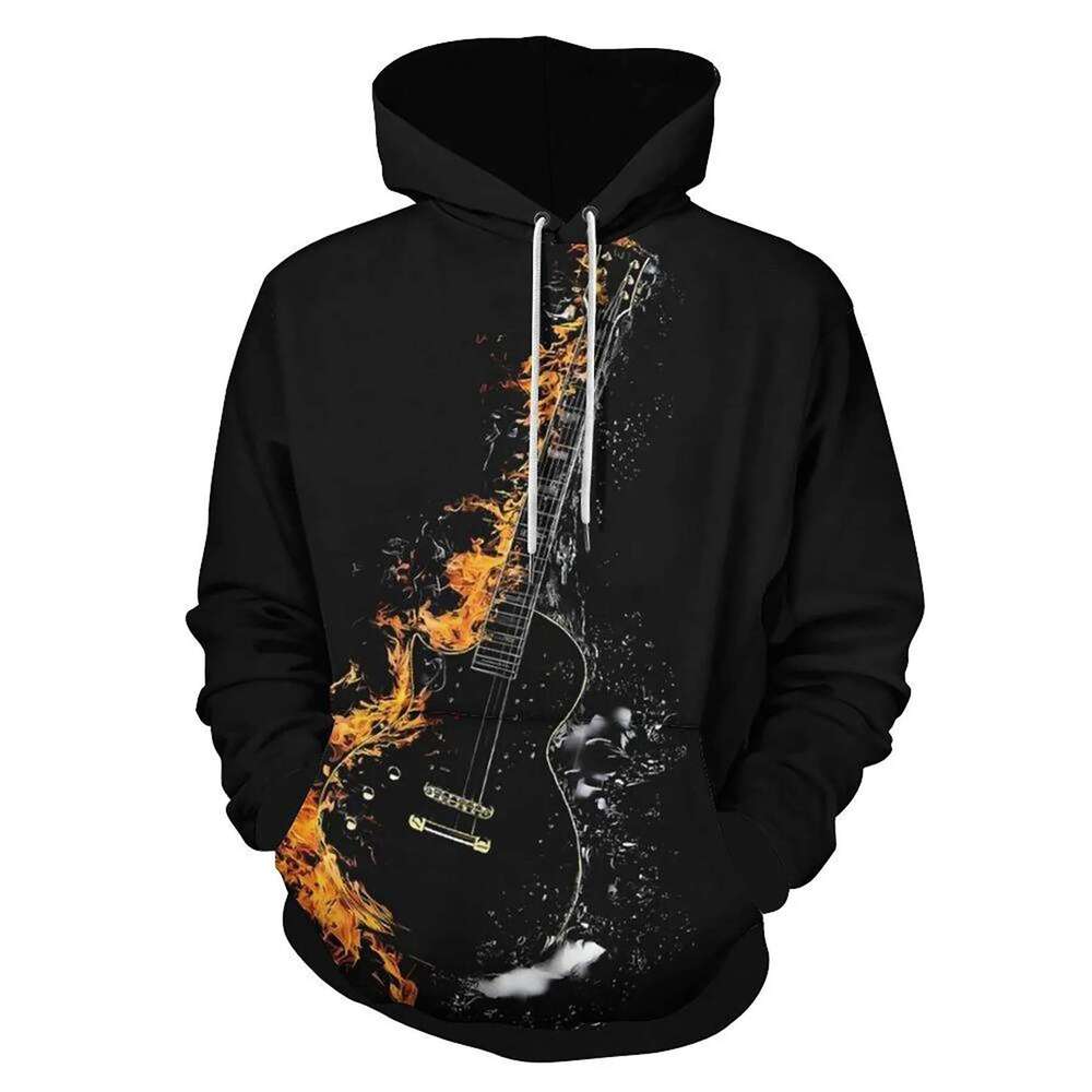 Autumn and winter trendy skeleton 3D digital printed men's hooded sweatshirt