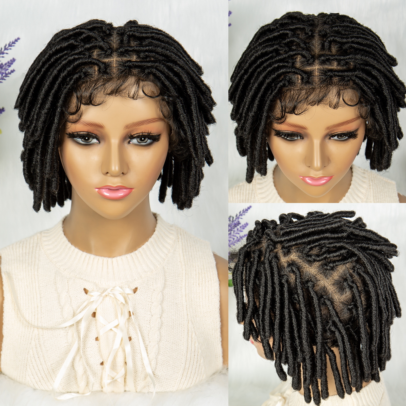 Synthetic Dreadlock Faux Locs Wig Knotless Box Front Braided Wig Full Lace African Braiding Hair For Man Women