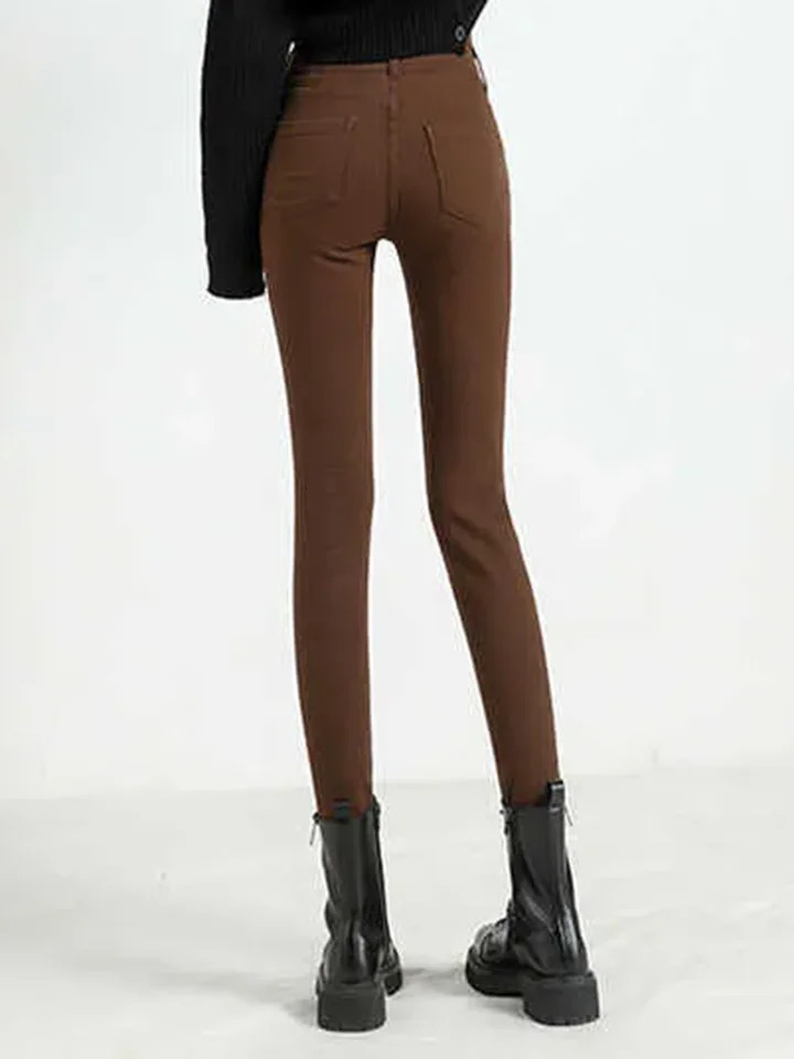 Fashion n Thick and Thin Pencil Jeans Womens Stretch High Waist Velvet Lined Denim Pants Winter Warm Ankle Length Vaqueros 241122