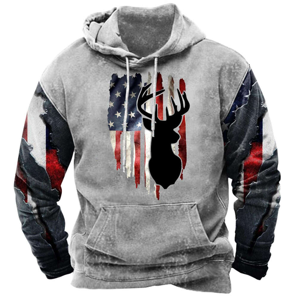 3D Digital Printed Original Manufacturer American Retro Pattern Hoodie for Men and Women Couple