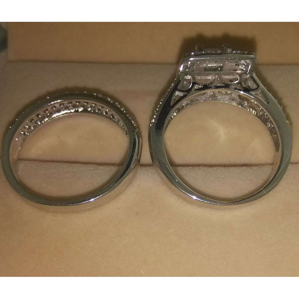 134Pcs Stunning 14K White Gold Filled Topaz CZ Dia Wedding Ring Set ec07