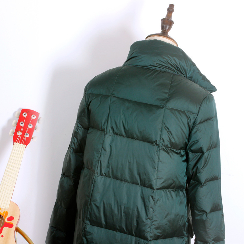 Down jacket, female trend designer, autumn and winter new styles, fashionable personality, large pocket, mid length, over the knee, Thousand Bird grid