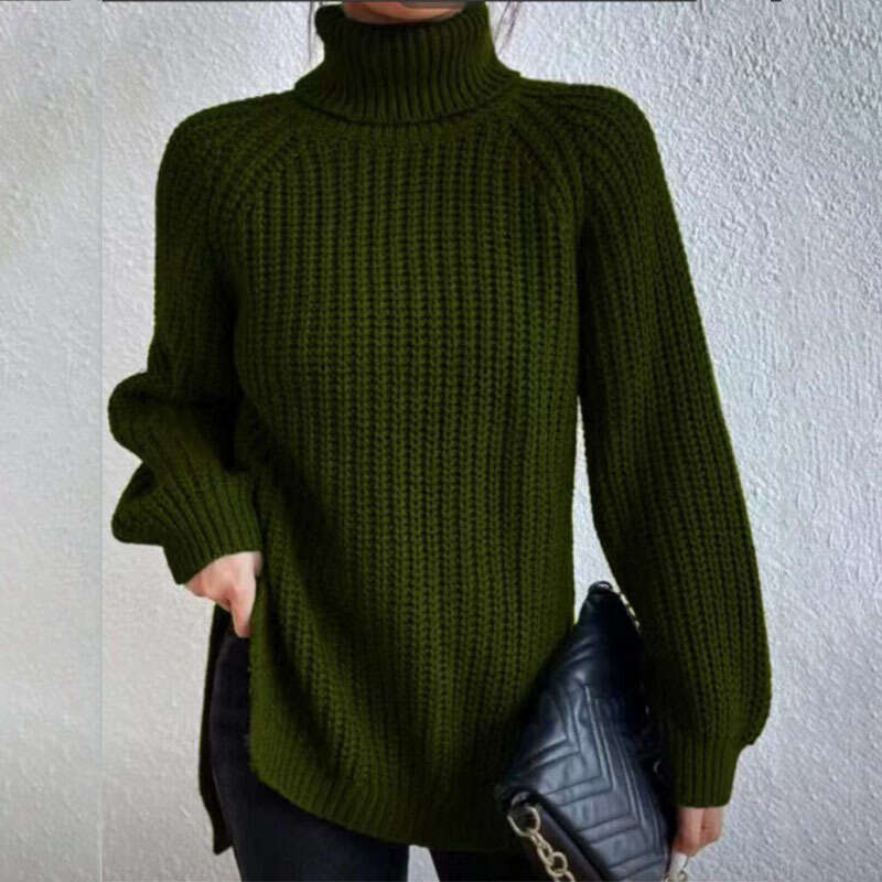 Autumn/Winter European and American Women's Woolen High Collar Thick Sweater 2024 New Casual Versatile Fashion Clothing