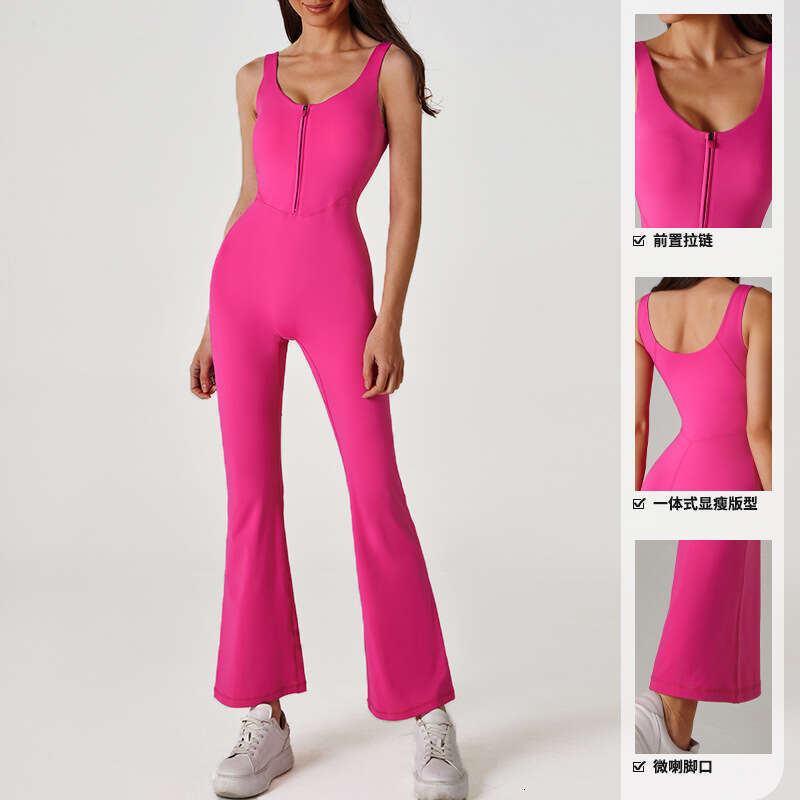 European and American new yoga clothes, nude tight fitting jumpsuit, women's casual trumpet dance fiess jumpsuit