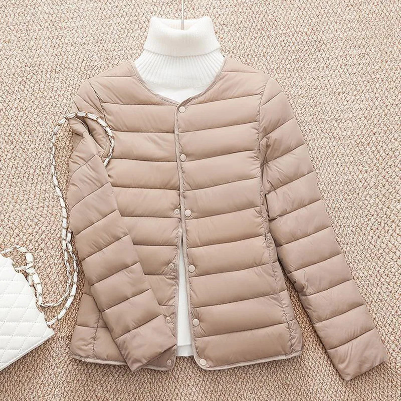 Autumn Winter Thin Light Liner Warm Parka 2024 Lightweight Short Down Cotton Jacket Woman All Match Padded Coats 241125