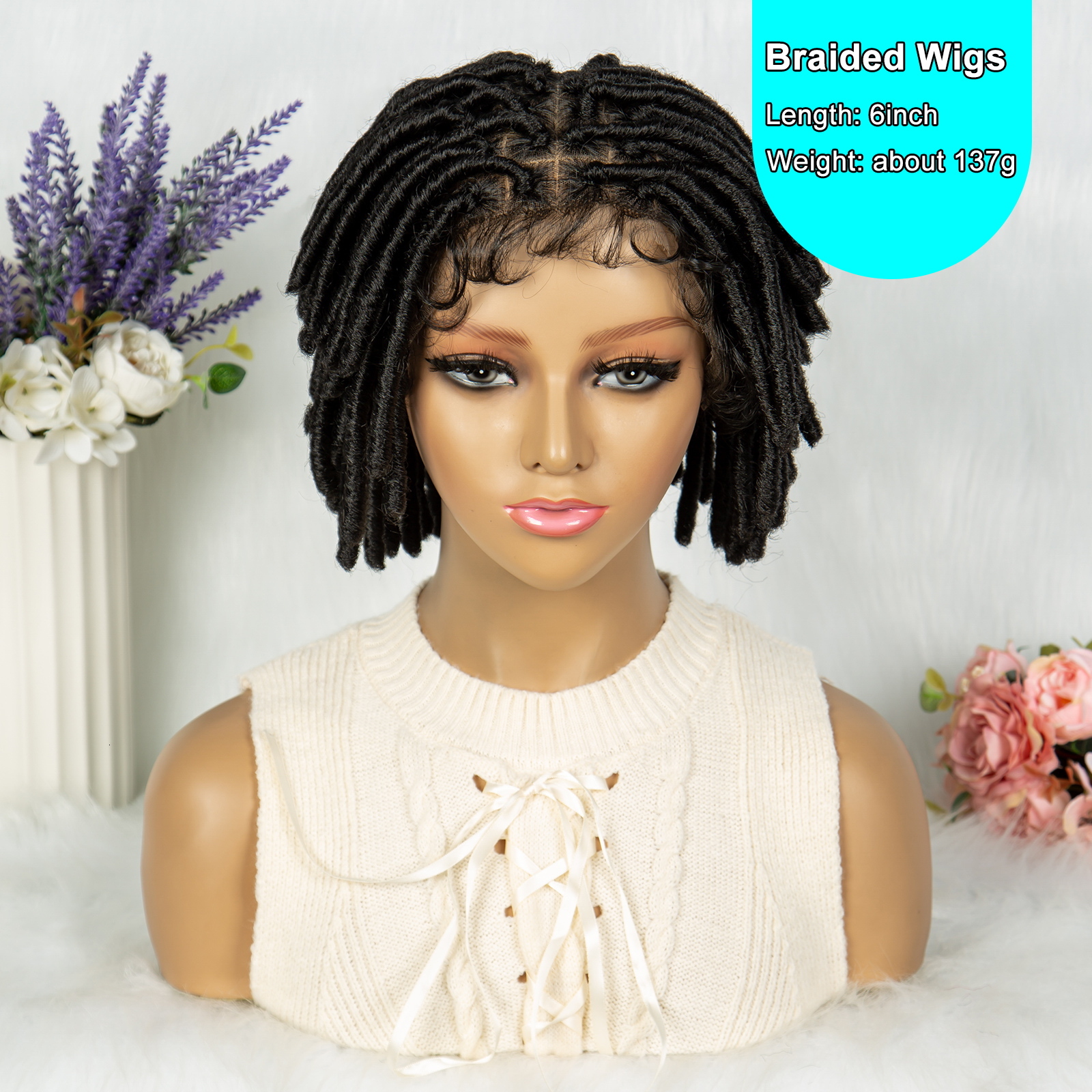 Synthetic Dreadlock Faux Locs Wig Knotless Box Front Braided Wig Full Lace African Braiding Hair For Man Women