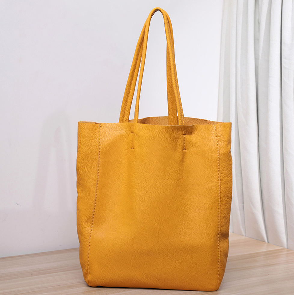 Head layer cowhide large capacity women's tote bag, genuine leather soft leather, artistic style Korean version, simple shoulder bag