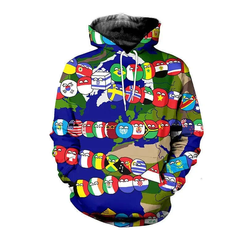 2024 Fashion Autumn/Winter New International Small Ball 3D Digital Printed Men's and Women's Casual Hoodie