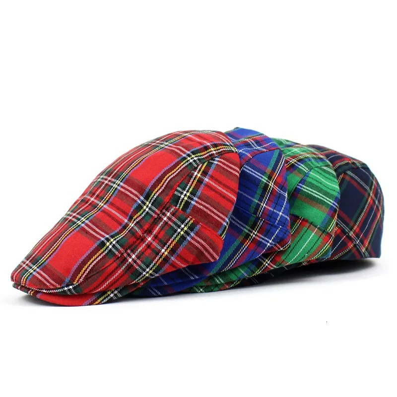 Beret British Plaid ed Cap sboy Colorful Style Women Mens Forward Hat 241125