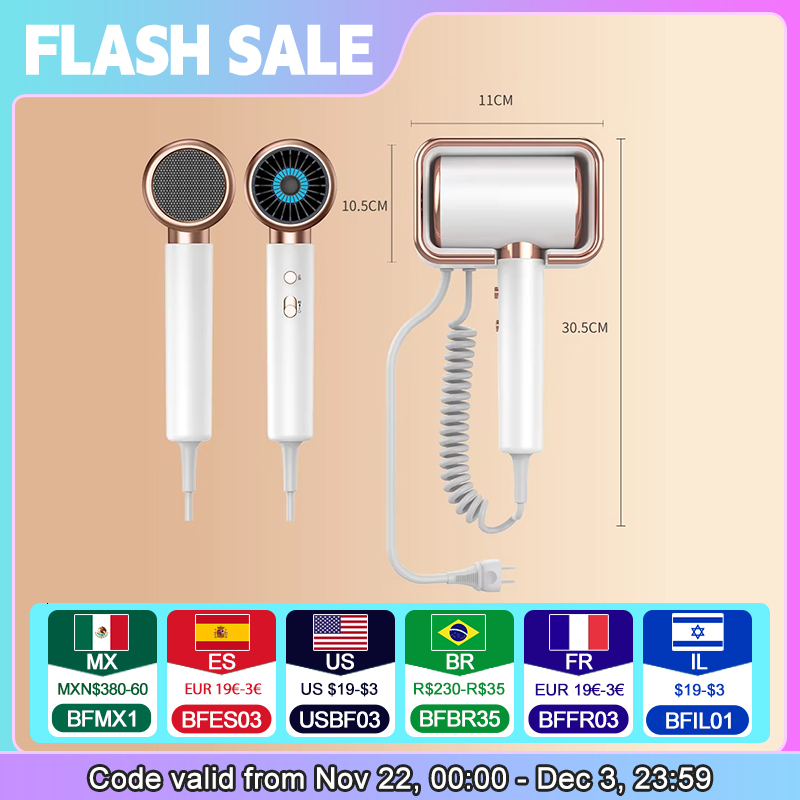 2000W Low Noise High Speed Wall Mounted Hair Dryer Suitable For Hotel And Home Use