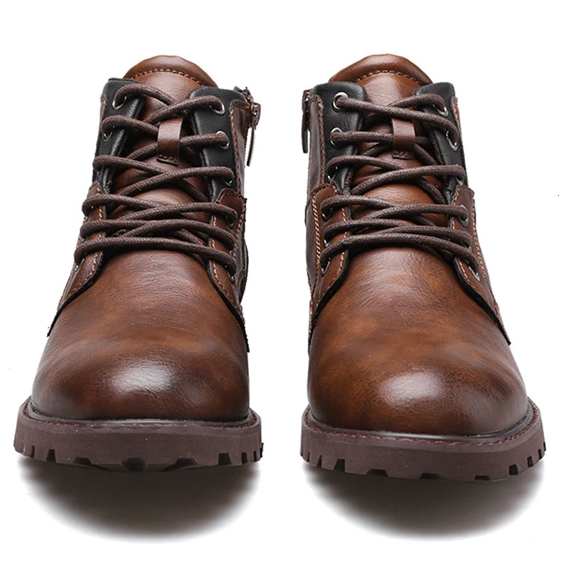 Vintage Men Boots Autumn Winter Shoes High Quality Mens Leather Boots Side Zipper Mens Ankle Boots Large Size 39-48 241201
