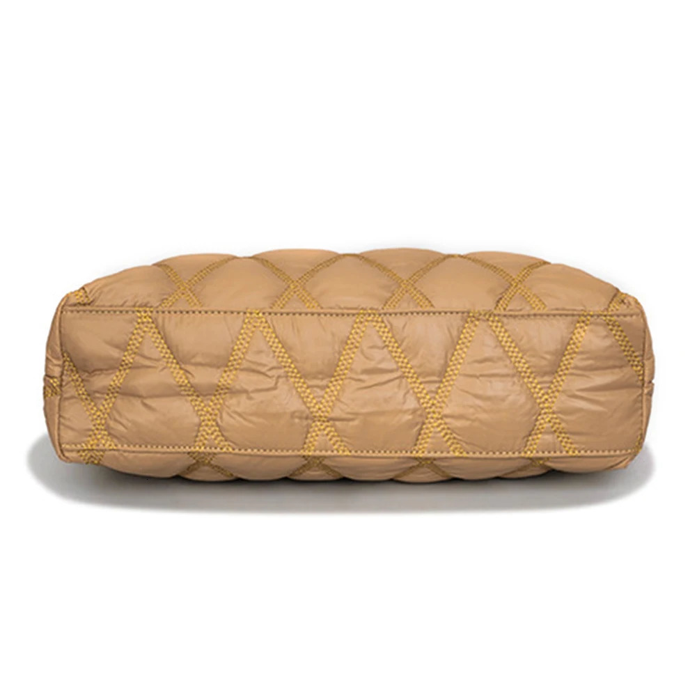 Elegant Rhombic Lattice Shoulder Bag: Soft Warm Nylon hot Tote for Women