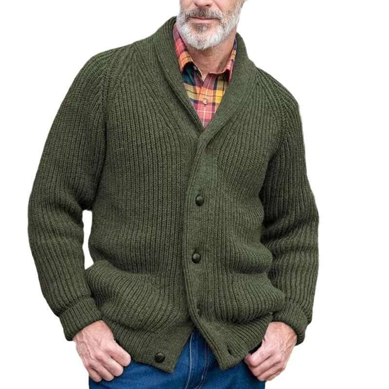 Men's popular knitted jacket casual warm retro men's plus size lapel sweater 2024 new style chic elegant clothing