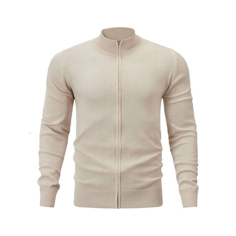 Autumn and winter popular men's clothing, stand up collar sports cardigan, knitted woolen sweater, 2024 new casual versatile fashion clothing