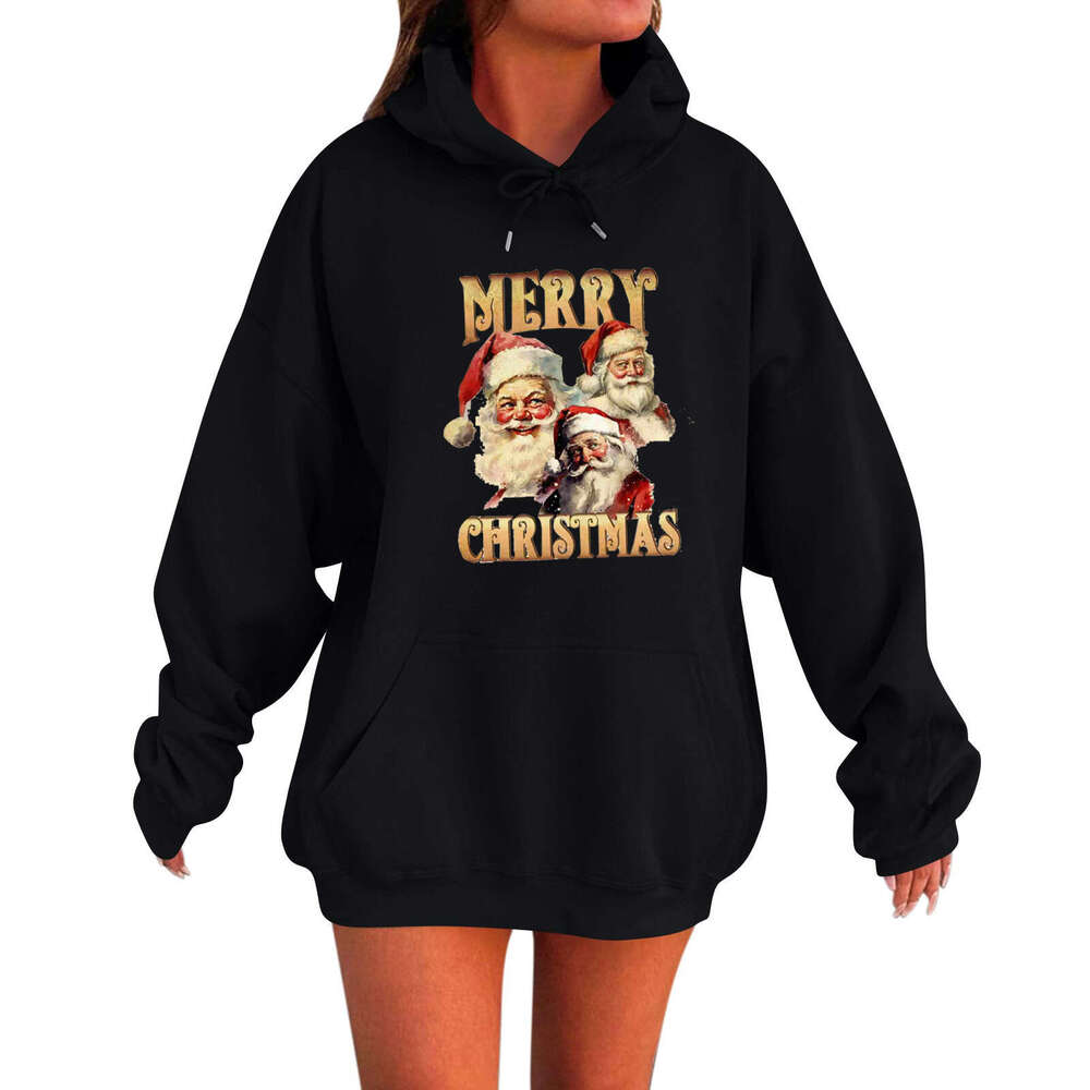 2024 European American new Santa Claus letter 3D printed gift hooded sweatshirt for men and women's casual wear
