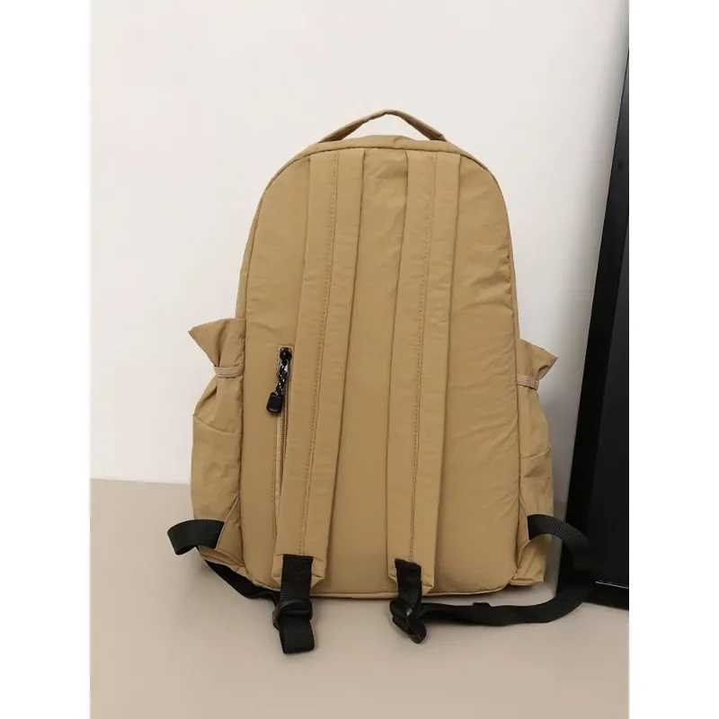 Simple Solid Color Large Capacity Nylon Schoolbag All-match Zipper Unisex Backpack 2024 Hot Sale Bags for Girls and Boys Bolsa