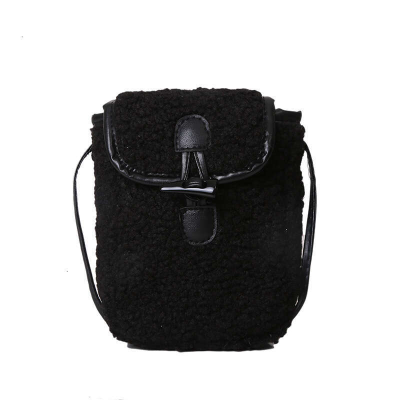 New Fur Phone Contrasting Color, Simple Stylish Single Shoulder Crossbody Small Bag, Women's Autumn And Winter Retro Lamb Fleece Bag B1