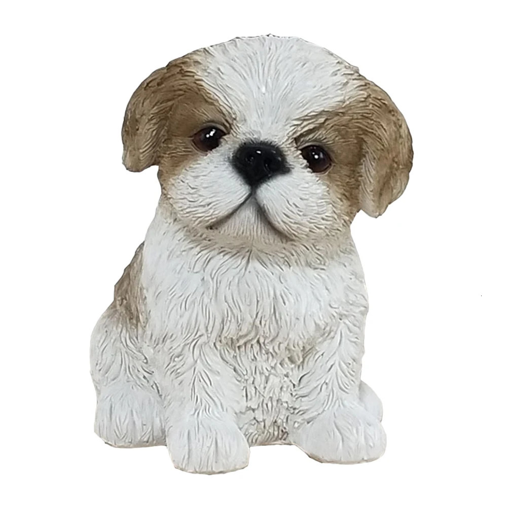 1pc Tzu Shih Figurine Toys Resin Dog Figurine Outdoor Garden Ornament Puppy Sculptures Simulation Dog Statue Desktop Ornaments 241202
