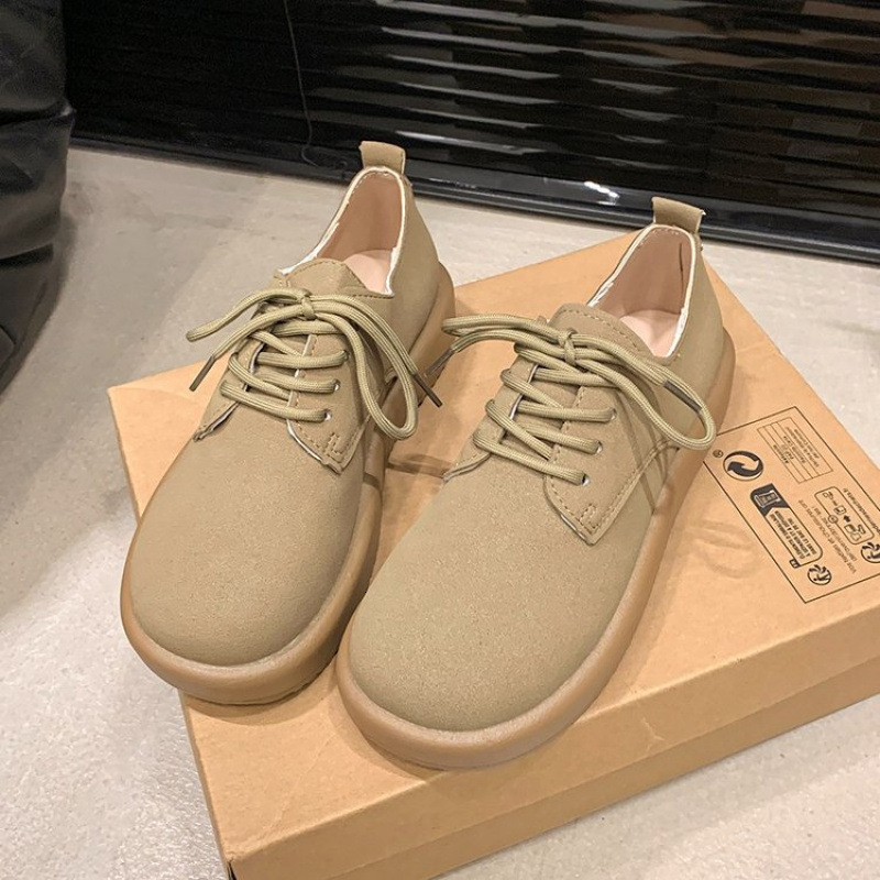 Thick soled full bag Boken shoes British style small leather shoes for women 2024 new spring and autumn wholesale Le Fu shoes Boken single shoes