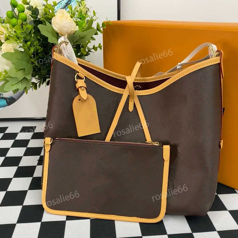 Shoulder Bags 10A Fashion CARRYALL PM MM Womens Designer Shoulder Bag with Detachable Zipper Bag Canvas Womens Luxury Handbag Retro Crossbody Bag With a small bag