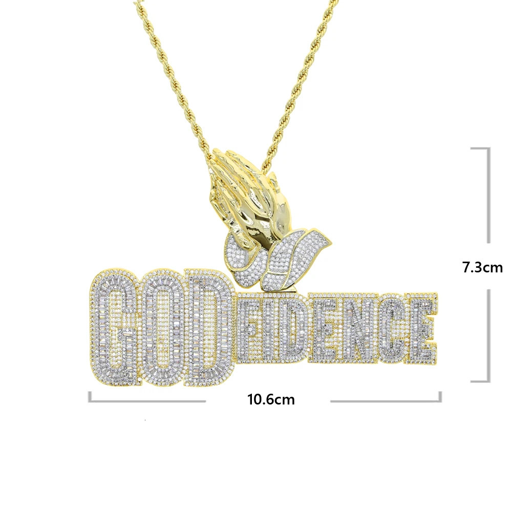 Iced Out Pendants Necklaces Bling Cubic Zirconia CZ Letter God Fidence Charm For Men Women Hip Hop Jewelry 241120