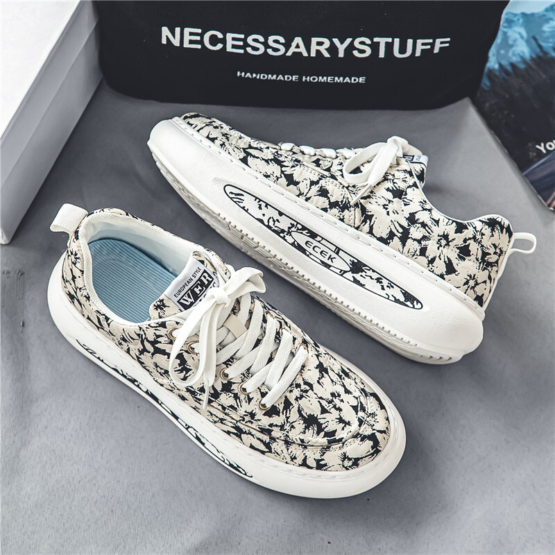 New Ral Fabric Casual Thick Soled Fashionable Men's Walking Shoes, Versatile Sports Training Board Shoes