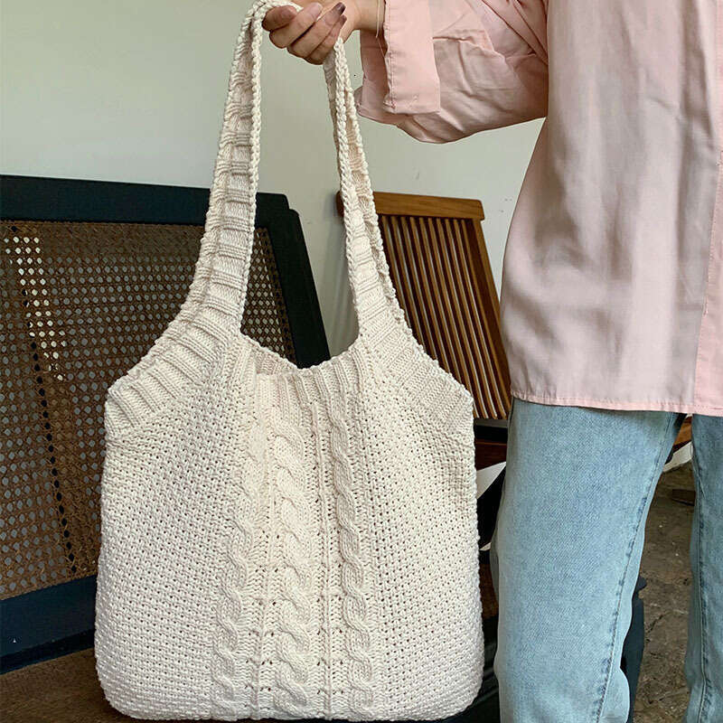 Literature And Art Retro Large Capacity Knitting Fried Dough Twists Handbag Tote Messenger Senior Lady Bag B2