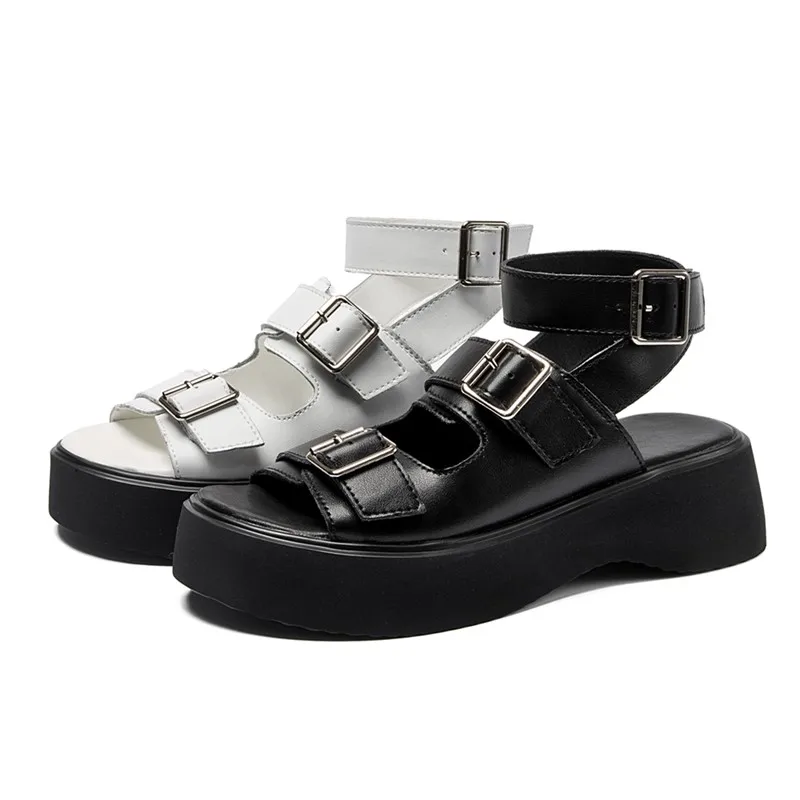 AIYUQI Sandals Women Genuine Leather Summer Open-toed Women Beach Sandals Wedge Fashion Women's Sandals