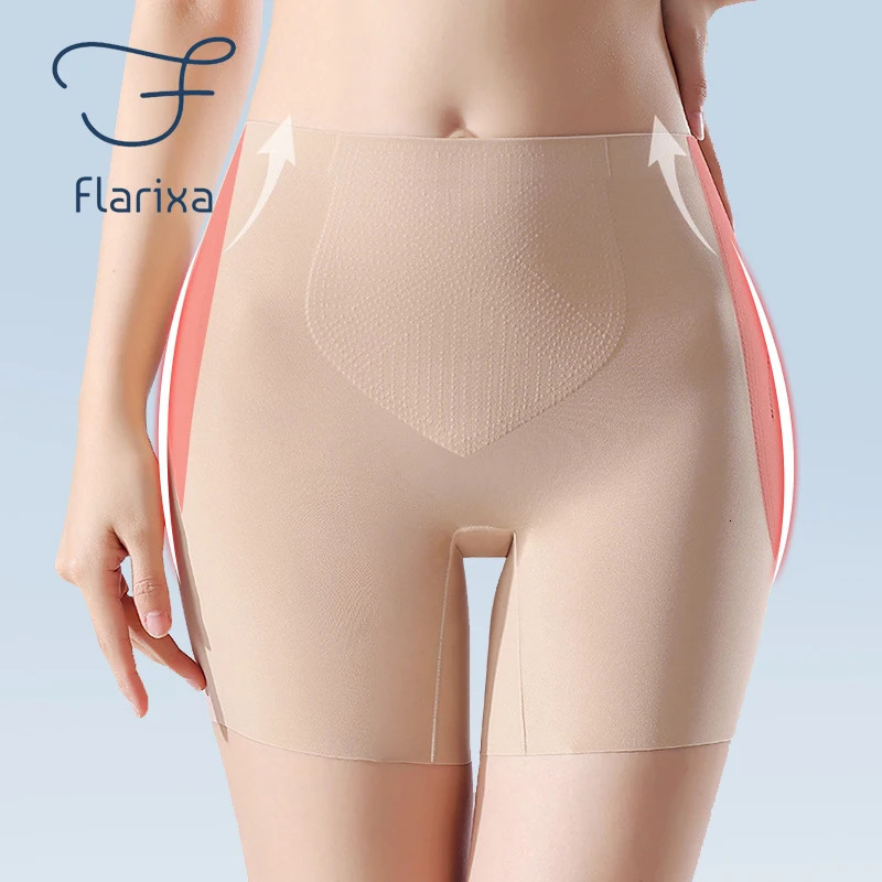 Flarixa High Waist Tummy Control Body Shaper Seamless Ice Silk Safety Shorts Butt Lifter Panties Hip Enhancer Shapewear 241121