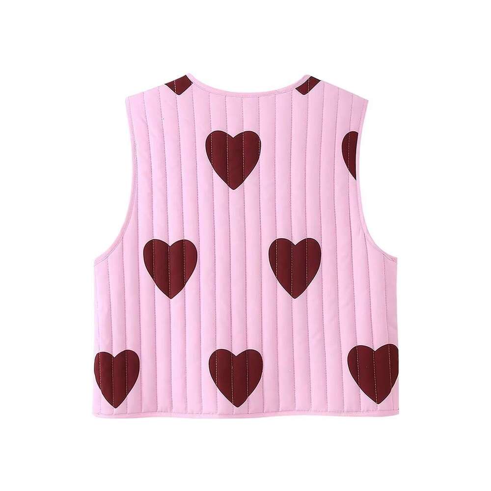 autumn winter products European and American women's street love tie cotton vest W028 6403 2024 new casual versatile fashion clothing