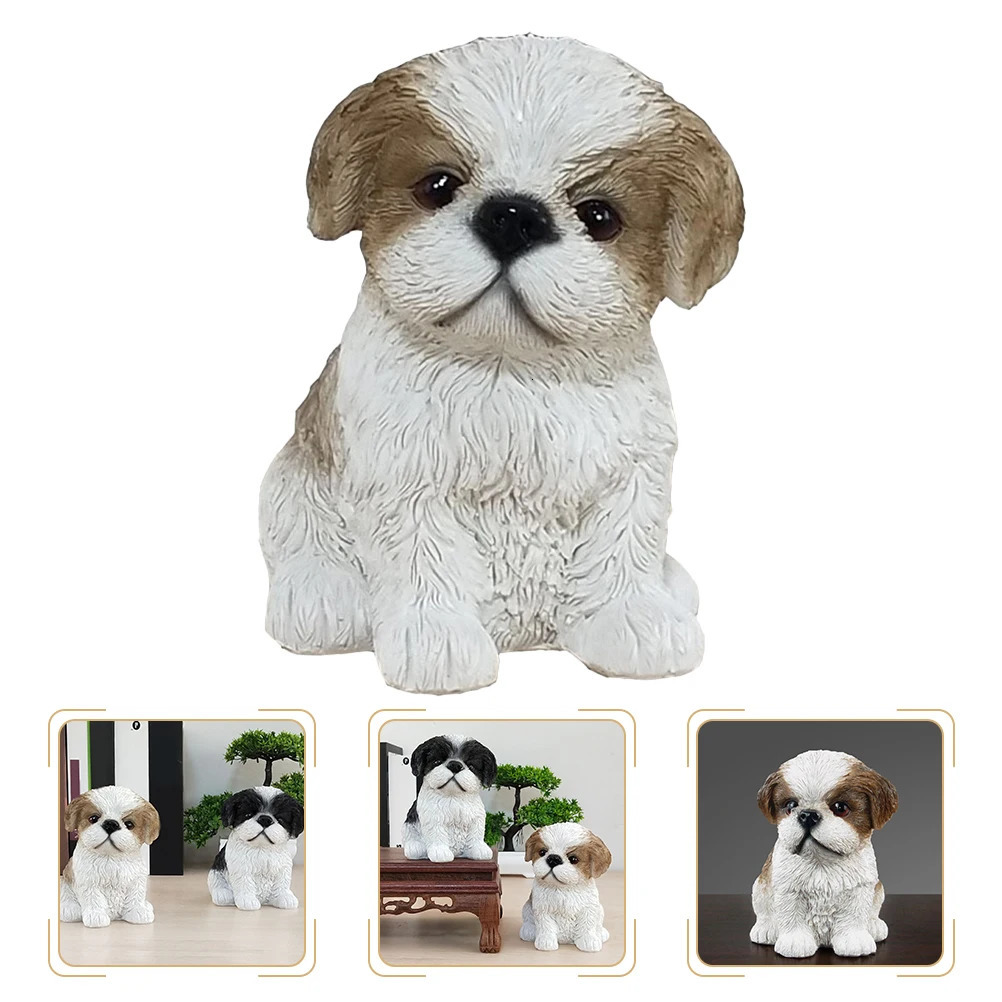 1pc Tzu Shih Figurine Toys Resin Dog Figurine Outdoor Garden Ornament Puppy Sculptures Simulation Dog Statue Desktop Ornaments 241202