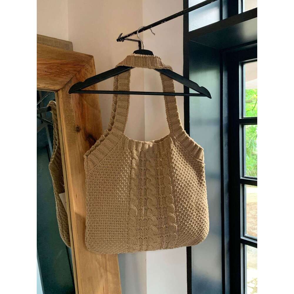 Literature And Art Retro Large Capacity Knitting Fried Dough Twists Handbag Tote Messenger Senior Lady Bag B1