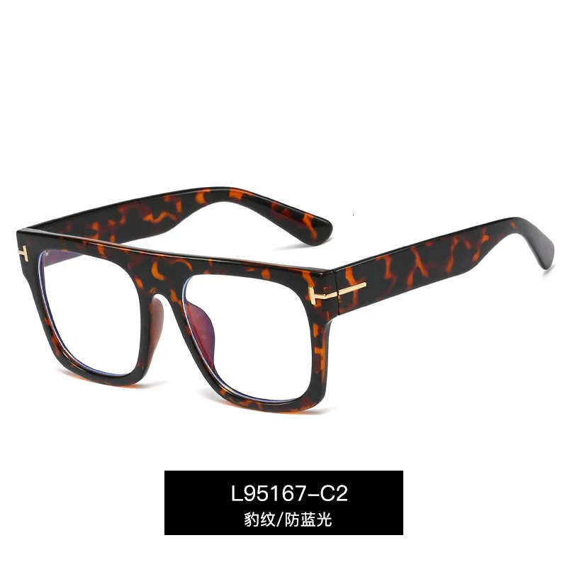 Blue light blocking womens reading glasses with oversized square frame featuring TR90 material T-shaped letter decoration optical lens 241202