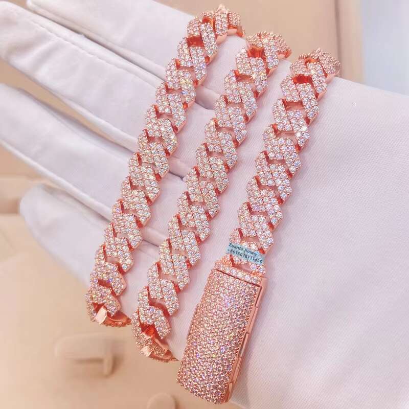 Custom Made Solid Sier 10Mm Width Fashion Jewelry S Pass Dia Tester Moissanite Cuban Chain Necklace