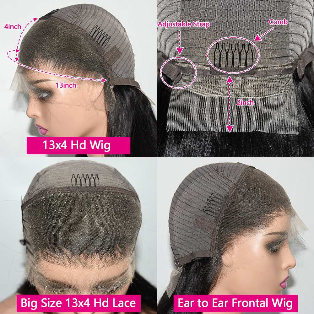 Real Transparent Frontal 13X4 Straight Human Hair For Women Scalp Top Wigs Thin Hd Invisible Lace