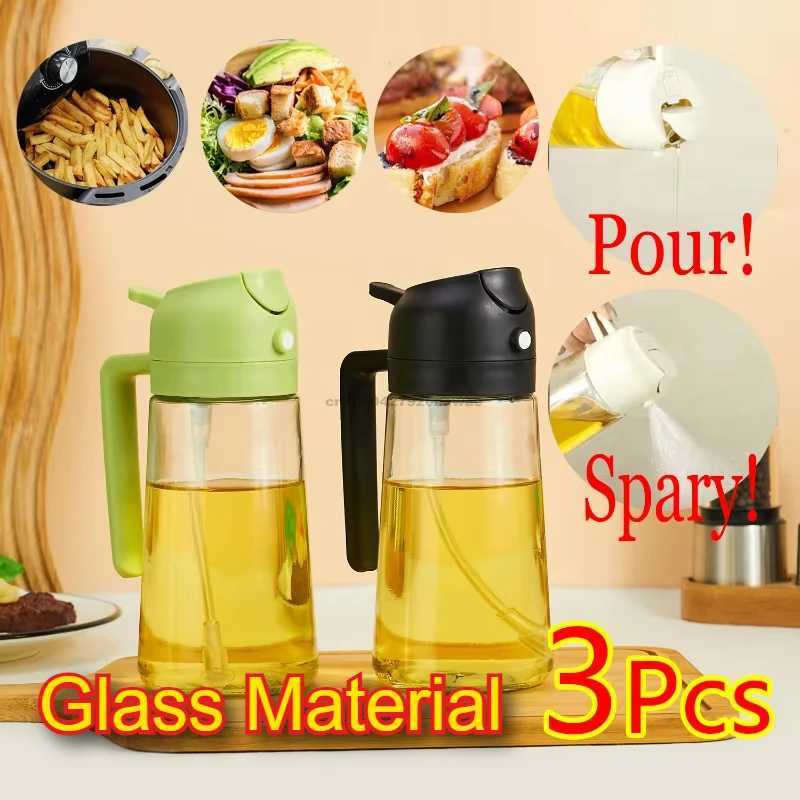 Oil bottle 2 in 1 oil spray oil polishing machine kitchen cooking oil distributor seasoning container camping barbecue Y241202