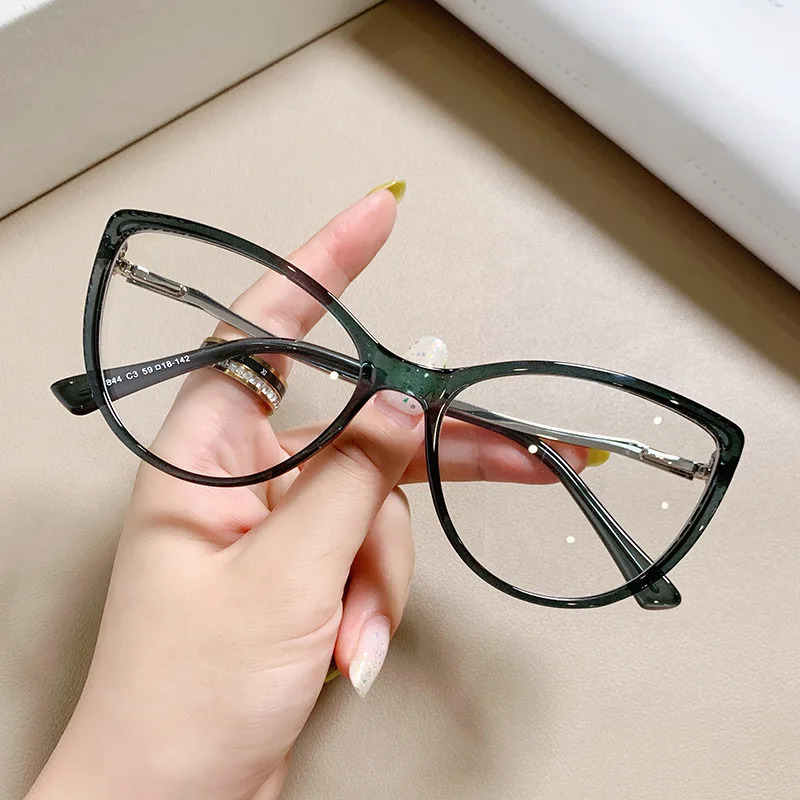 Fashion Blue Light Blocking Cats Eye Reading Glasses Female Trends Optical Tea Bar Visual Care Glasses Diode Glasses 241202