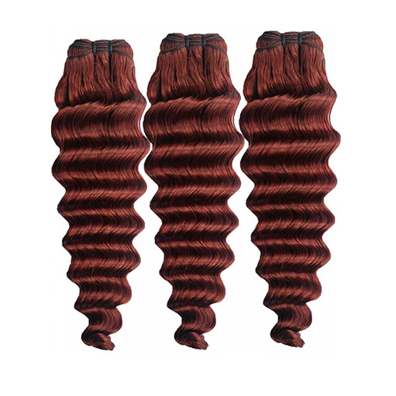 Brazilian Human Hair 3 Bundles Loose Deep 33# Color Curly Peruvian Indian 10A Hair Products 10-30inch Thirthy-three Colorful